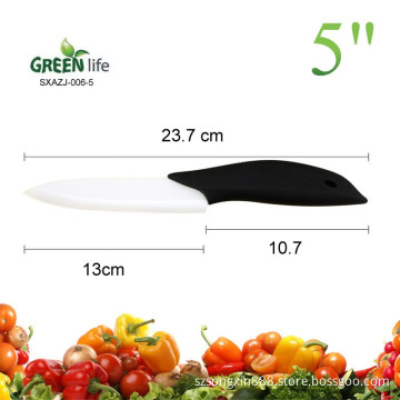 Hot selling 1-Piece 5 inch ceramic utility knife with soft handle,black blade and black handle